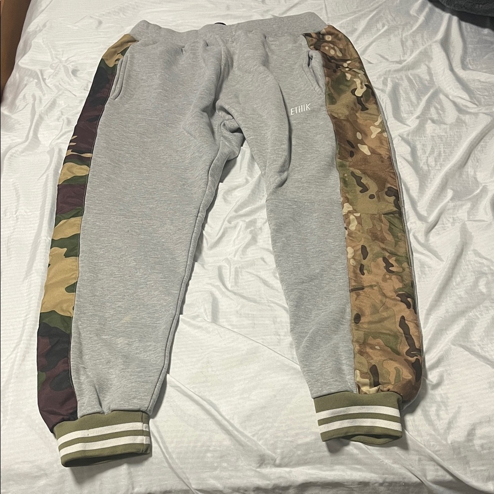 Gray and Camouflage Sweatpants